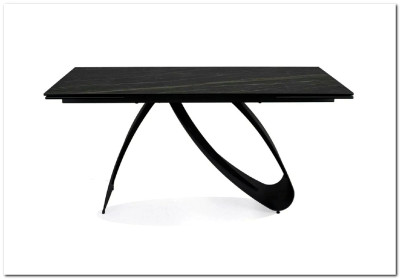Стол обеденный Signal DIUNA Ceramic 160 раскладной (Noir Desire черный/черный мат)
