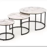 Комплект Halmar GILDA, 3 стола журнальных (белый мрамор/черный)