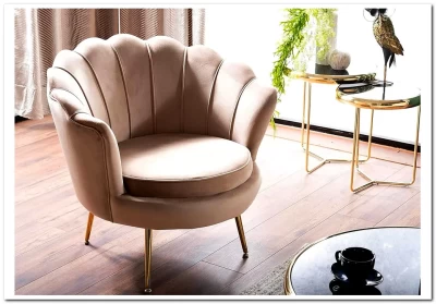 Кресло SIGNAL CAMELLIA Velvet Bluvel 28 (бежевый/золотой)