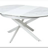 Стол TRENTO 120 HIGH GLOSS STATUARIO Белый мрамор глянцевый, керамика/ белый каркас