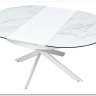 Стол TRENTO 120 HIGH GLOSS STATUARIO Белый мрамор глянцевый, керамика/ белый каркас