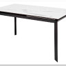 Стол CREMONA 140 HIGH GLOSS STATUARIO Белый мрамор глянцевый керамика/ черный каркас