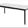 Стол CREMONA 140 HIGH GLOSS STATUARIO Белый мрамор глянцевый керамика/ черный каркас