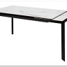 Стол CREMONA 140 HIGH GLOSS STATUARIO Белый мрамор глянцевый керамика/ черный каркас