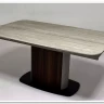 Стол DAGFINN 160 IVORY TRAVERTINE SOLID CERAMIC / Кофе / Орех, ®DISAUR