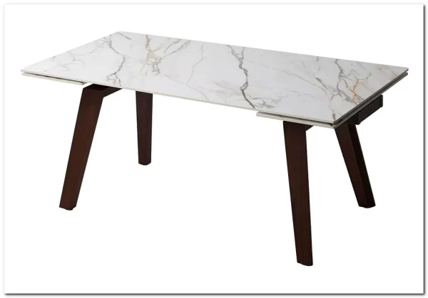 Стол BETIS 180 MATTE GILDED WHITE SOLID CERAMIC / Орех, ®DISAUR