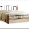 Купить Кровать AT-915 дерево гевея/металл 160*200 (Queen bed), красный дуб/черный с доставкой по России по цене производителя можно в магазине Другая Мебель в Астрахани