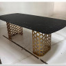 Стол CHIAVARI 220 KL-116 Черный мрамор матовый, итальянская керамика / бронзовый, DISAUR