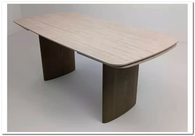 Стол CALVIN 180 MATTE ROME TRAVERTINE SOLID CERAMIC / Серый дуб, ®DISAUR