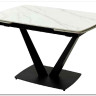 Стол ALATRI 120 MATT WHITE MARBLE SINTERED STONE / BLACK