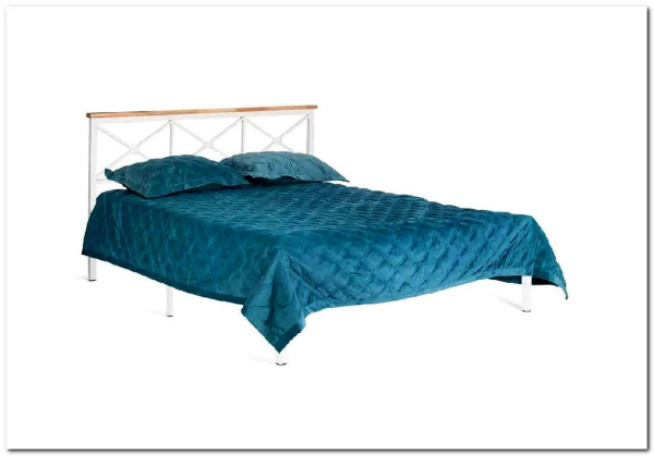 Купить Кровать Iris (mod.9311) дерево гевея/металл, 160*200 см (Queen bed), Белый (White) с доставкой по России по цене производителя можно в магазине Другая Мебель в Астрахани
