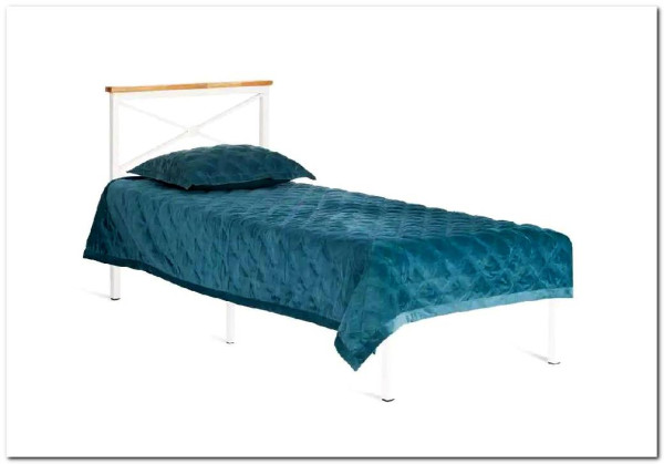 Купить Кровать Iris (mod.9311) дерево гевея/металл, 90*200 см (Single bed), Белый (White) с доставкой по России по цене производителя можно в магазине Другая Мебель в Астрахани